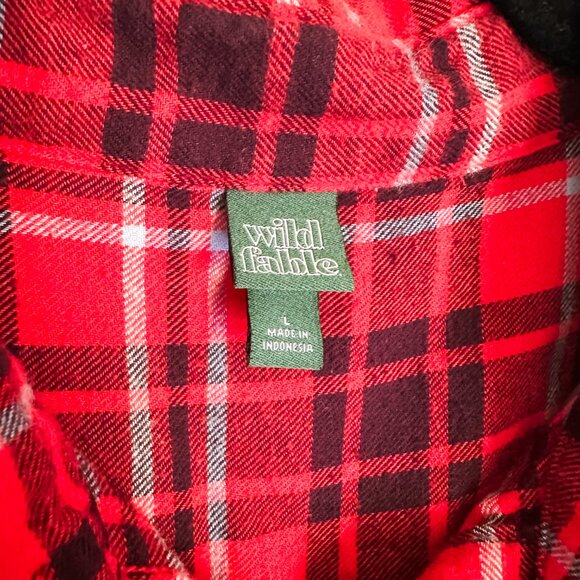 Women's Wild Fable Plaid Flannel Shirt - Red/Black Size L - Picture 2 of 4
